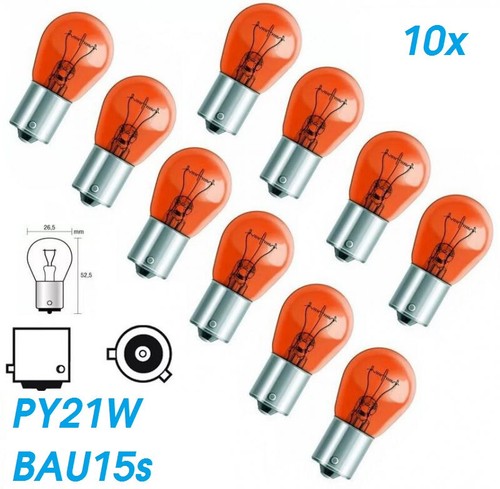 10x py21w bau15s - 12v, amber